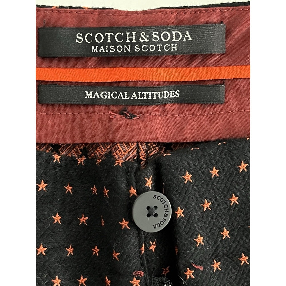 Scotch & Soda Magical Altitudes Star Jacquard Pant Size XL Black Red EUC - Picture 7 of 9